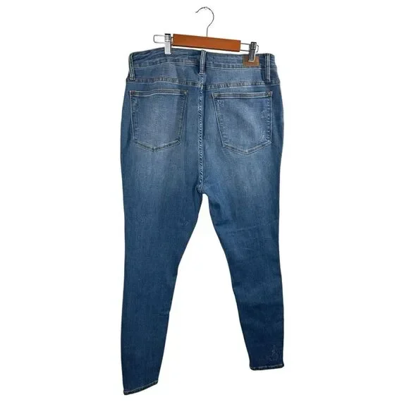 Judy Blue Lemon Patch Skinny Fit Jeans Womens Size 13/31 Blue Distressed Stretch - Picture 2 of 11